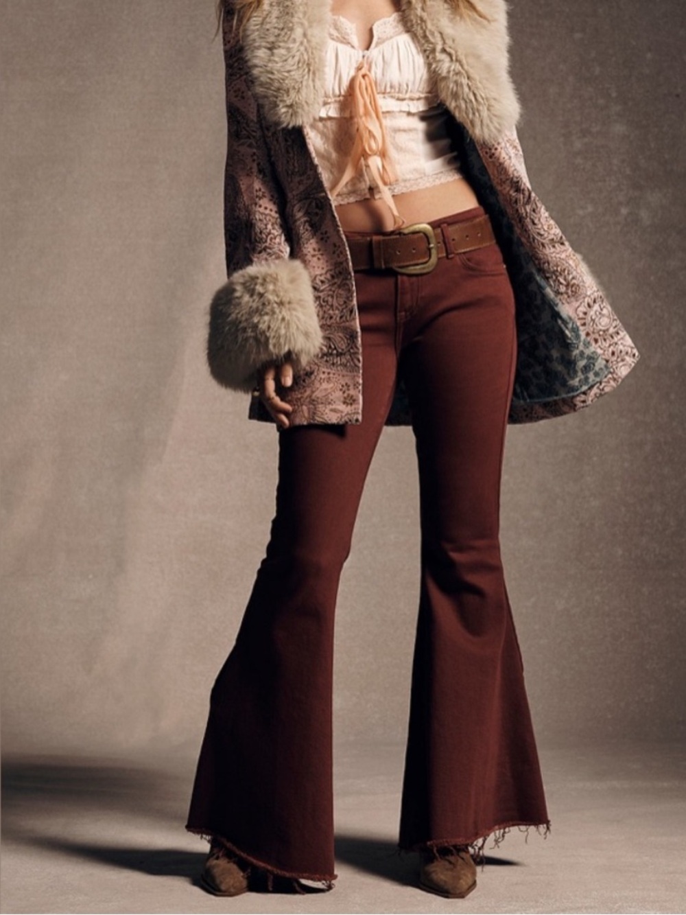 Free People we the free people low rise emre Flare Jeans red bark